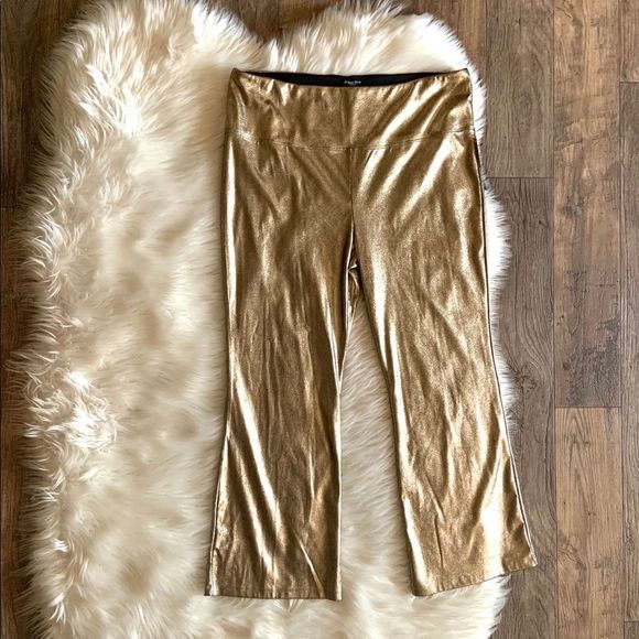 Athena Marie Gold Metallic Wide Leg Pants - Picture 1 of 7